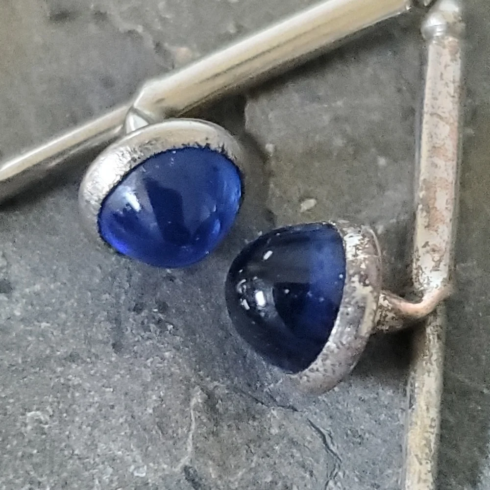 Vintage Sterling Silver Blue Stone Cufflinks